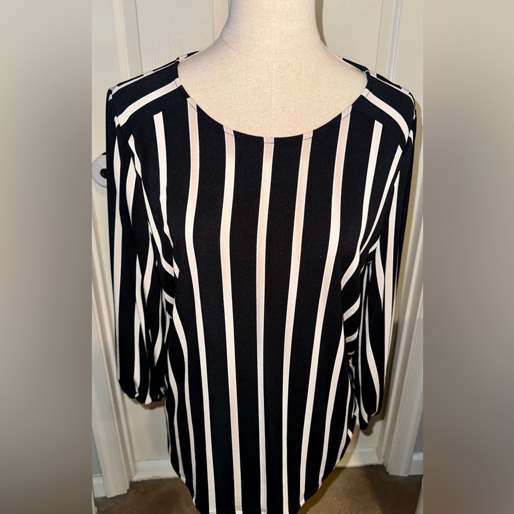 Adrianna Papell black striped blouse